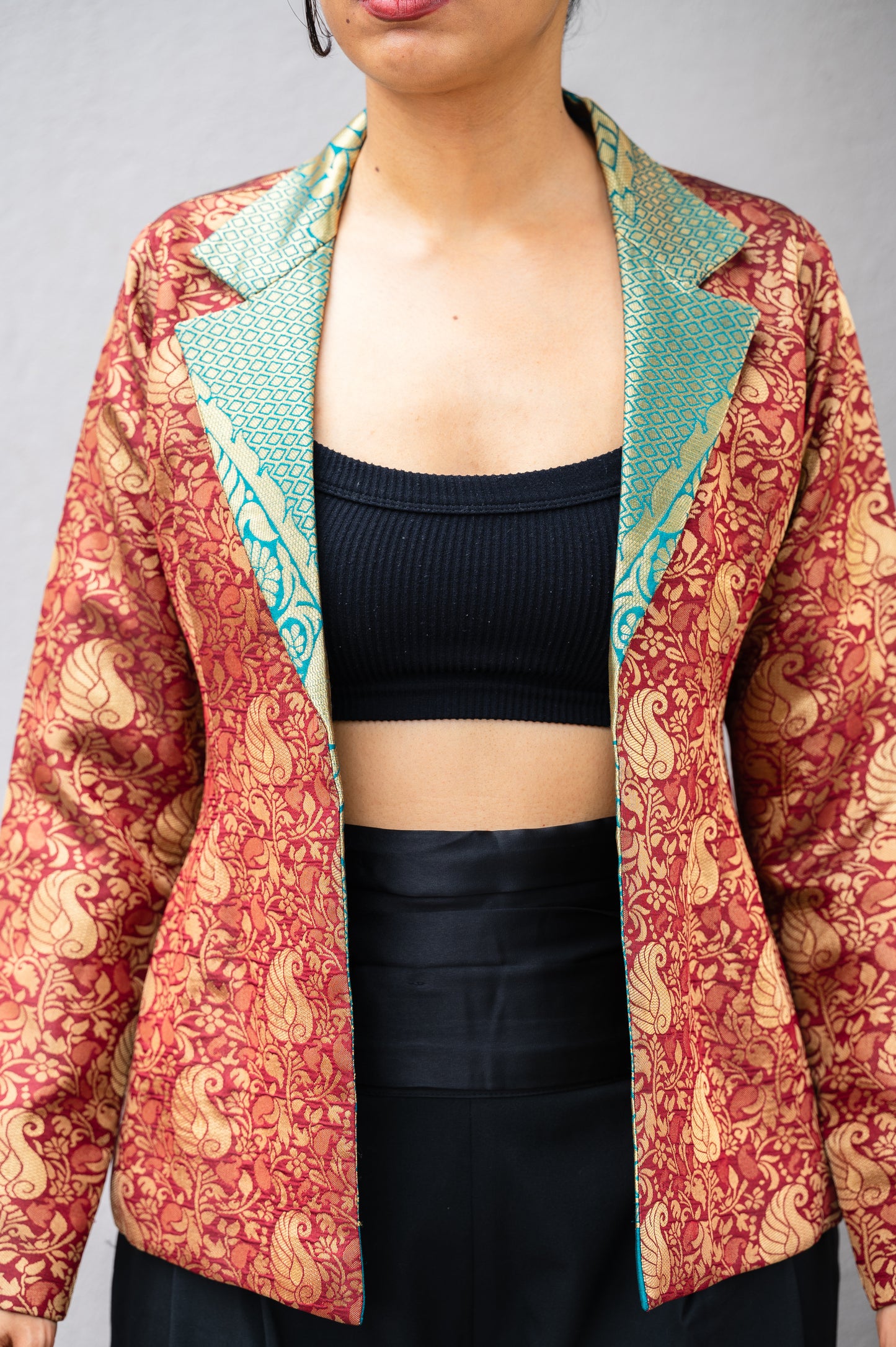 Tesoro Maroon & Green Blazer