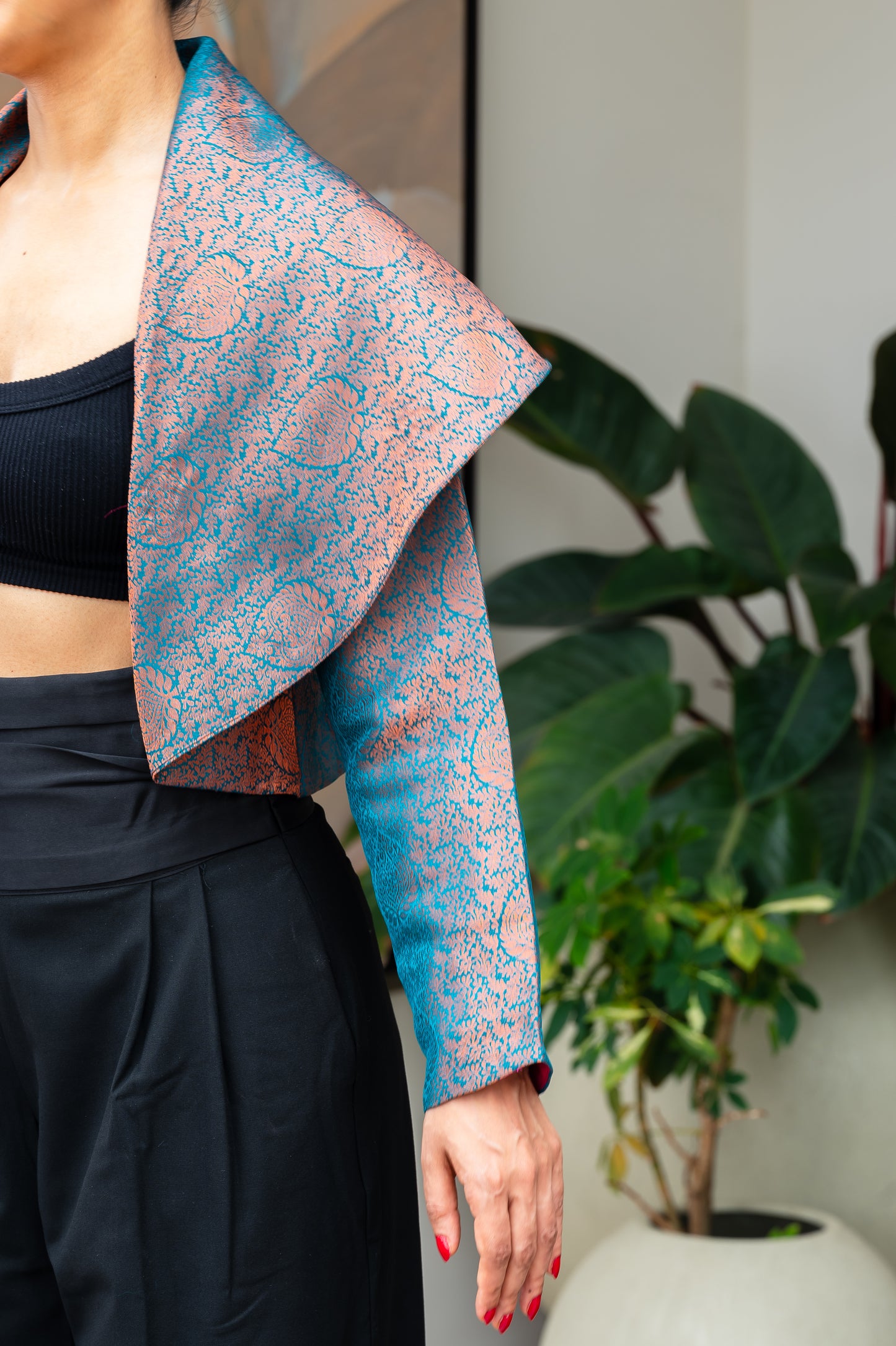 Eterna Blue & Pink Crop Jacket