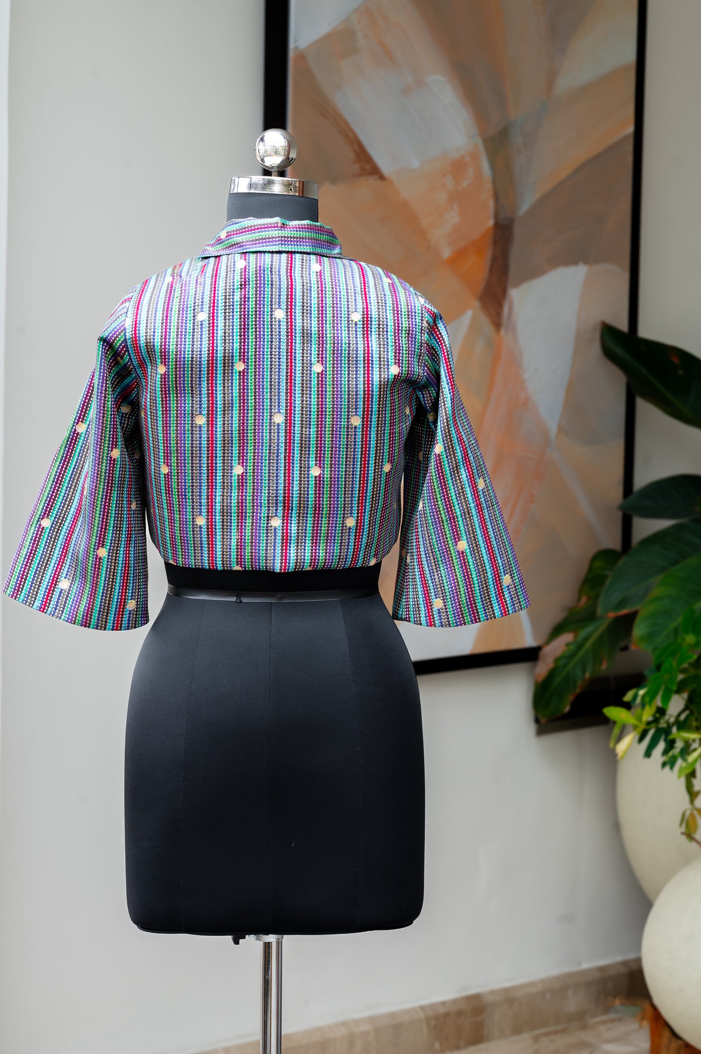 Cavà Striped Blue & Red Crop Jacket
