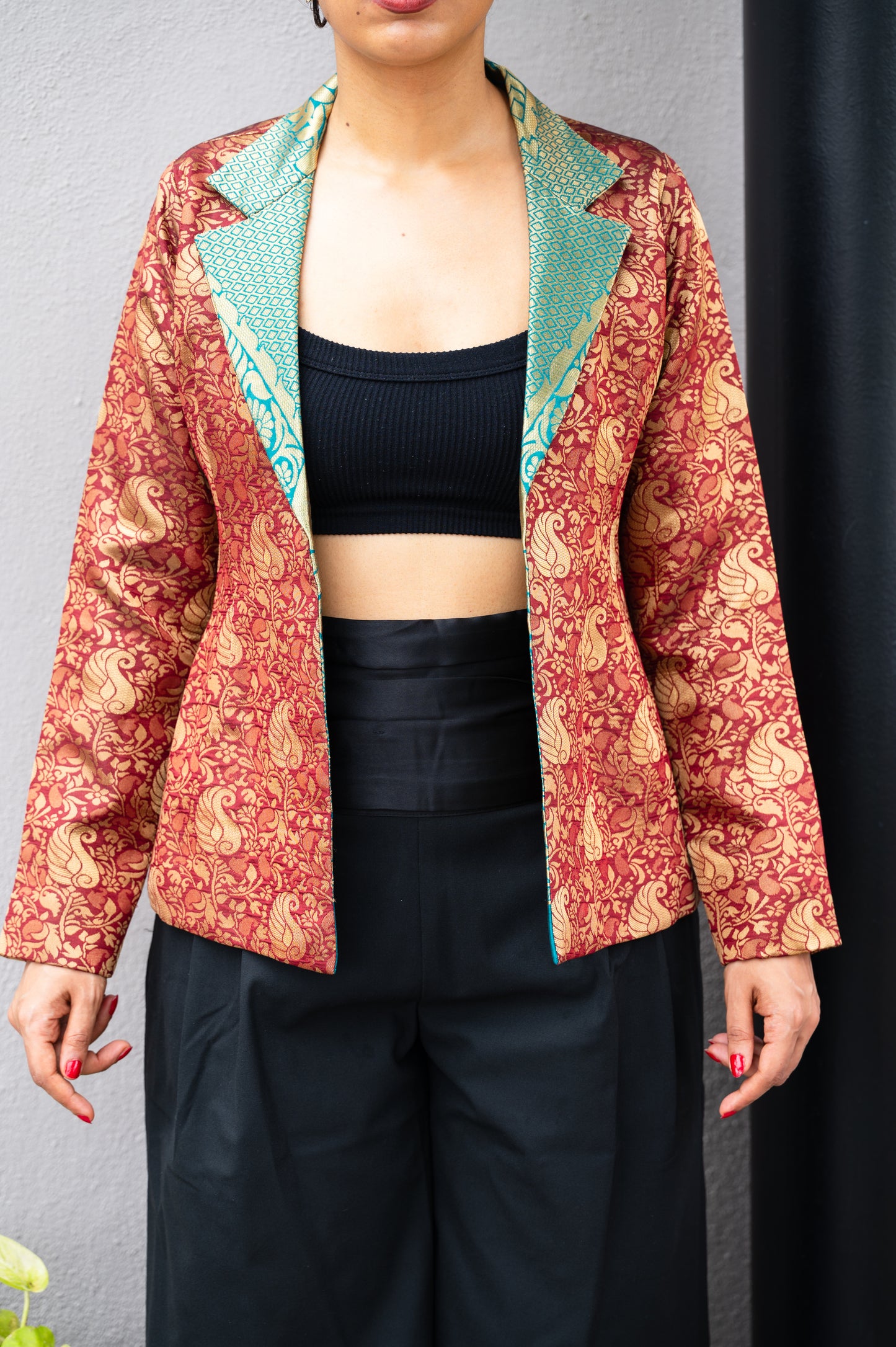 Tesoro Maroon & Green Blazer