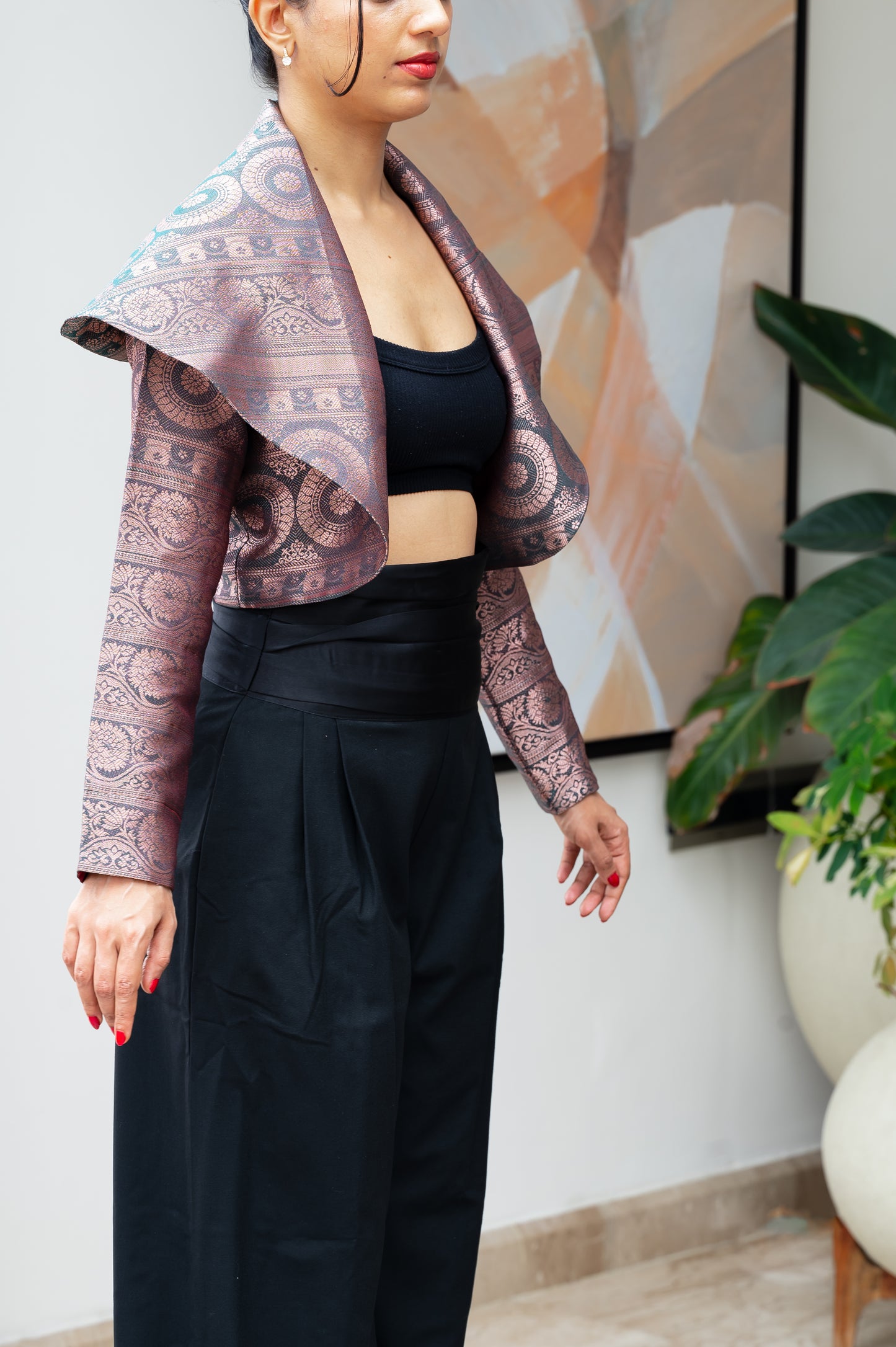Eterna Green & Copper Crop Jacket