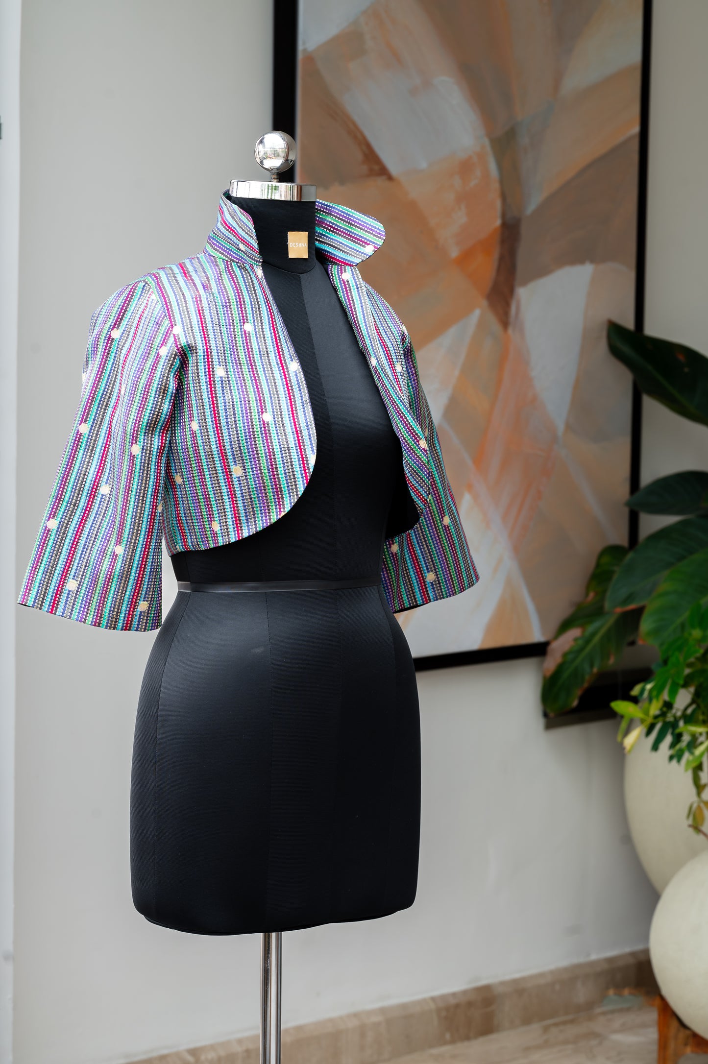 Cavà Striped Blue & Red Crop Jacket