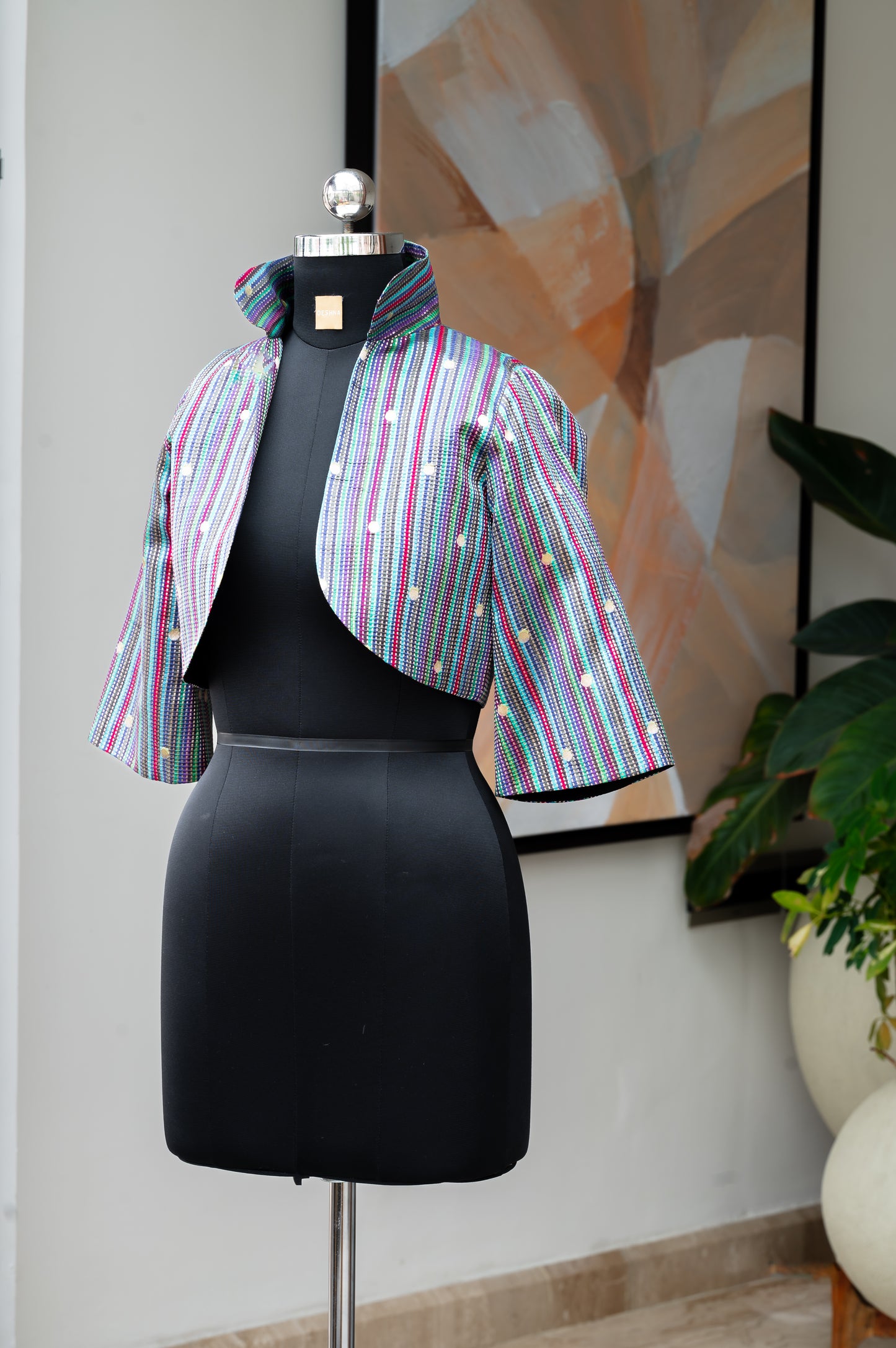 Cavà Striped Blue & Red Crop Jacket